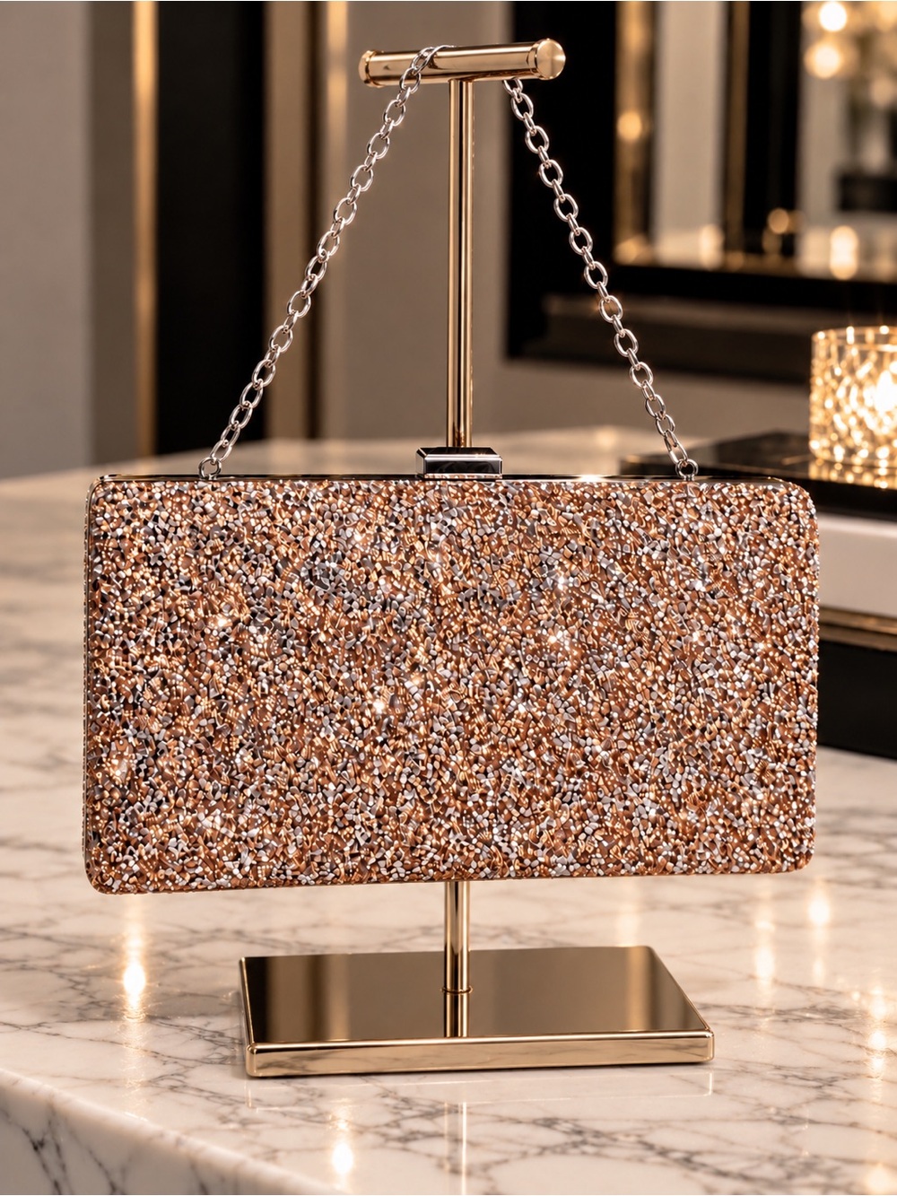 Elegant Rose Gold Evening Clutch